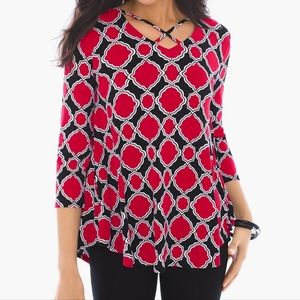 CHICOS black and red geometric design tunic Size 0 (Sm/4)